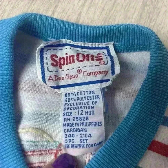 Spin Offs Baby Cardigan Sweater 12m Striped Vtg 90s Patch Colorful Funky Kids - Picture 2 of 5